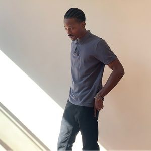 H&m dark grey mens short sleeve polo shirt